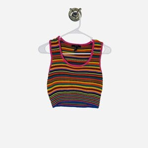 FOREVER 21 Women’s Festival Multicolor Knit Striped Sleeveless Crop Tank Top Y2K